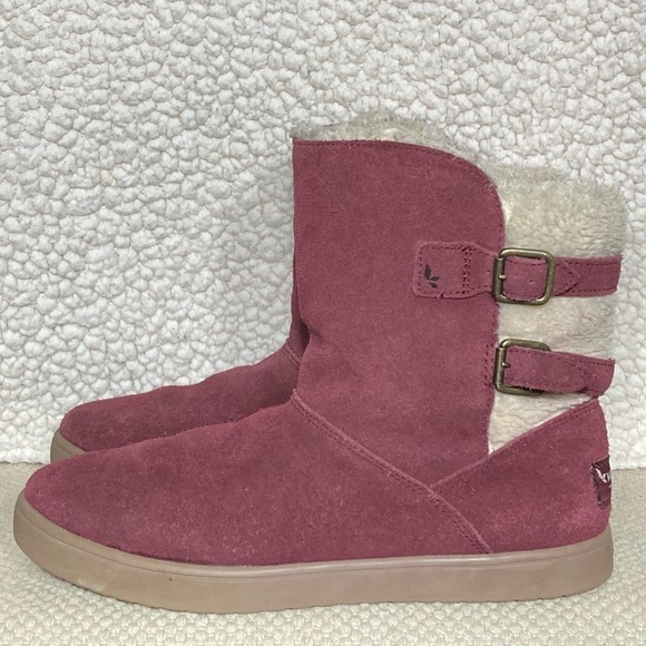Koolaburra by UGG Kid's Plum Suede w/2 Straps & Fleece Lined Ankle Boots SZ US 3 - Picture 2 of 12